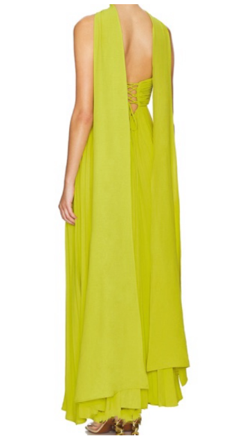 Yellow Green Fashion Simple Elegant Tube Top Off Shoulder Long Chiffon Ball Gown Party Dresses Formal Evening Dresses With Scarf