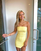 Yellow Homecoming Dresses , Short Party Dresses