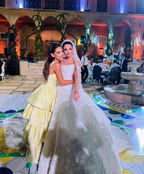 Yellow Layered Satin Long A Line Formal Prom Dresses