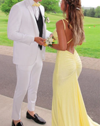 Yellow Mermaid Long Formal Prom Dresses Shiny Formal Evening Formal Dresses