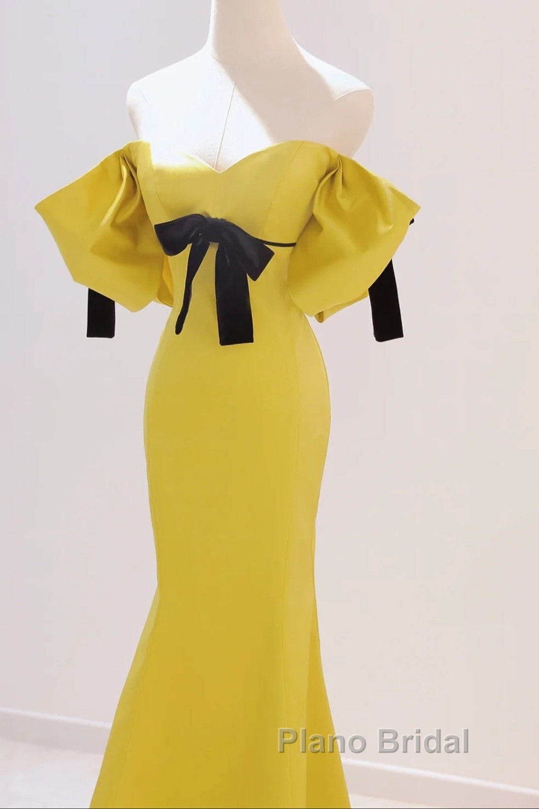 Yellow Mermaid Sweetheart Formal Prom Dresses, Off Shoulder Yellow Evening Dresses Secondary image