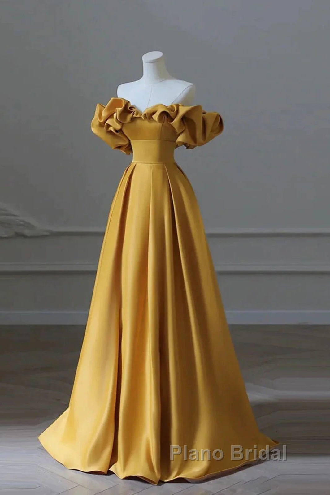 Yellow Off Shoulder Long Formal Evening Dresses Formal Prom Dresses Secondary image