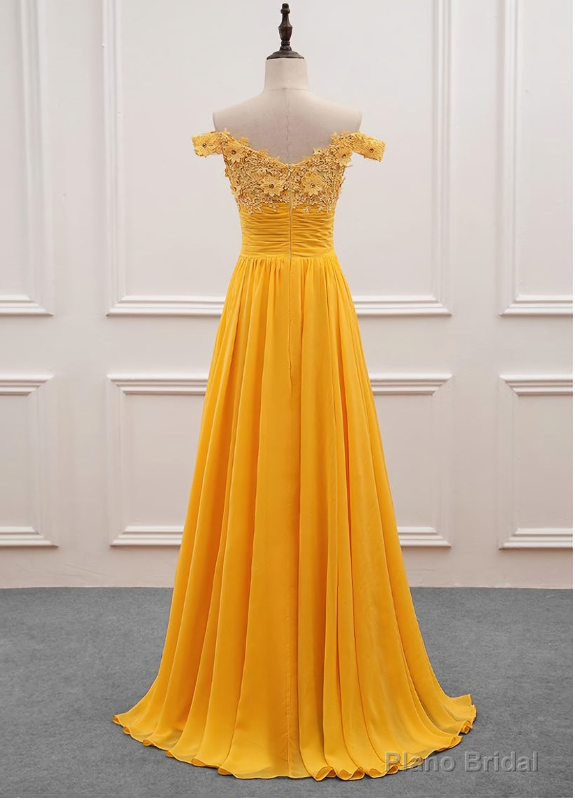 Yellow Off Shoulder Long Party Dress, Sweetheart Formal Dress Secondary image