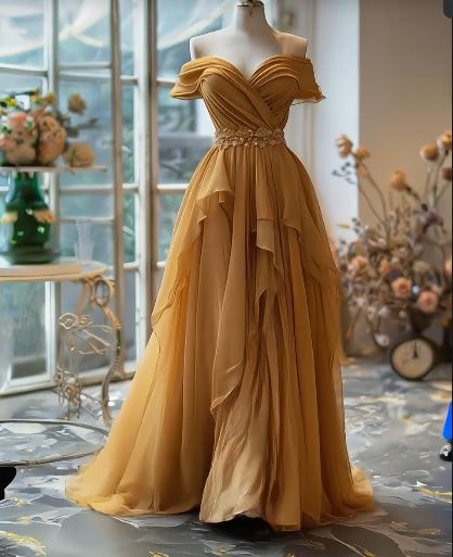 Yellow/Purple A-Line Off-Shoulder Chiffon Long Formal Prom Dresses Formal Evening Gown Secondary image