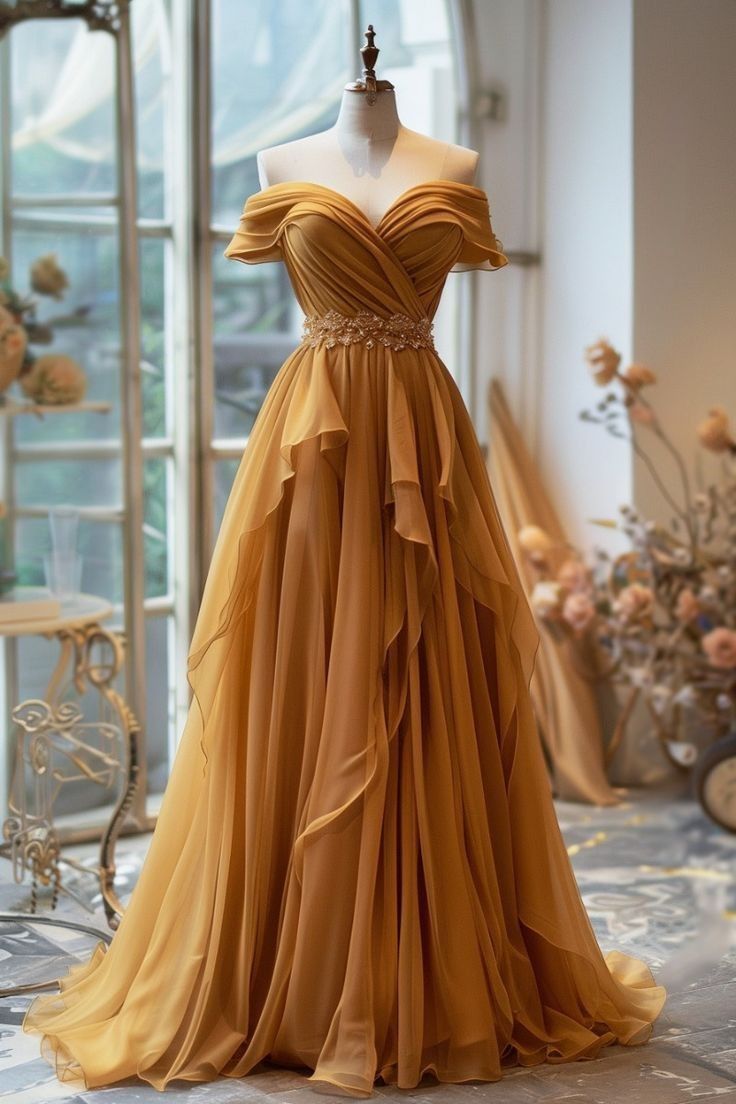 Yellow/Purple A-Line Off-Shoulder Chiffon Long Formal Prom Dresses Formal Evening Gown Main image