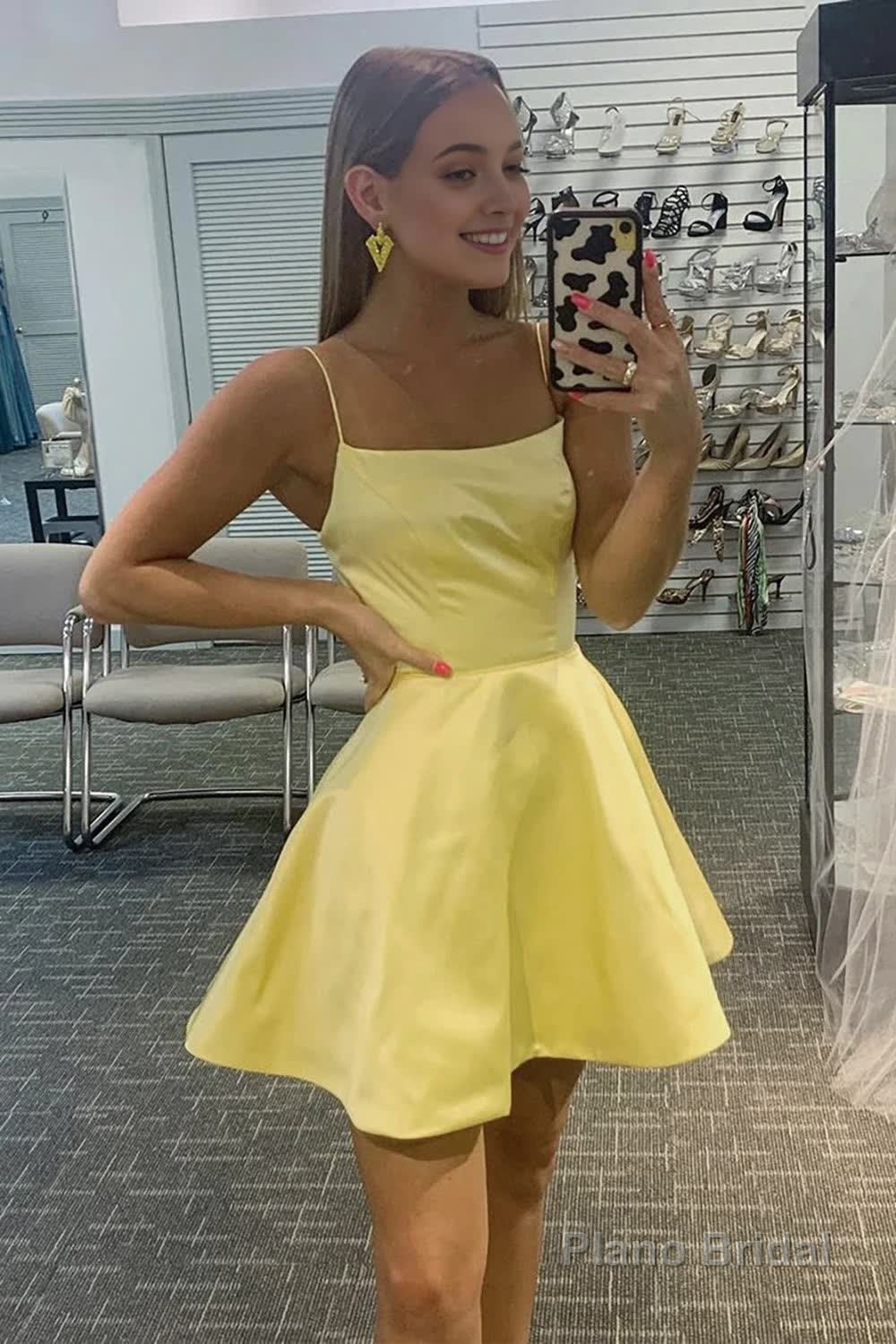 Yellow Simple A Line Homecoming Dress Main image