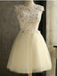 Yellow Tulle Appliques Homecoming Dress