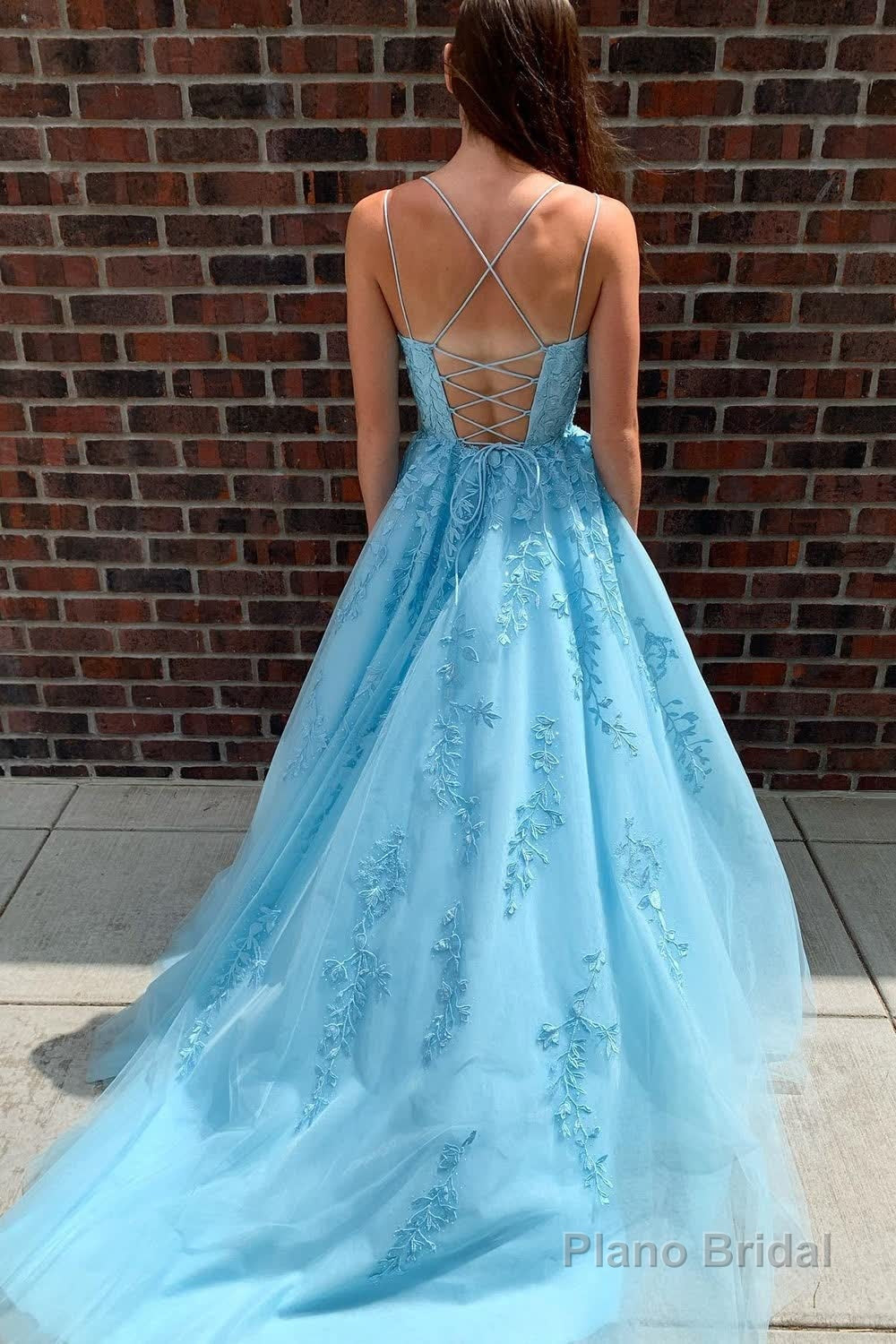 Yellow Tulle Prom Dress with Appliques