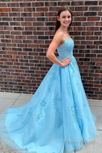 Yellow Tulle Prom Dress with Appliques