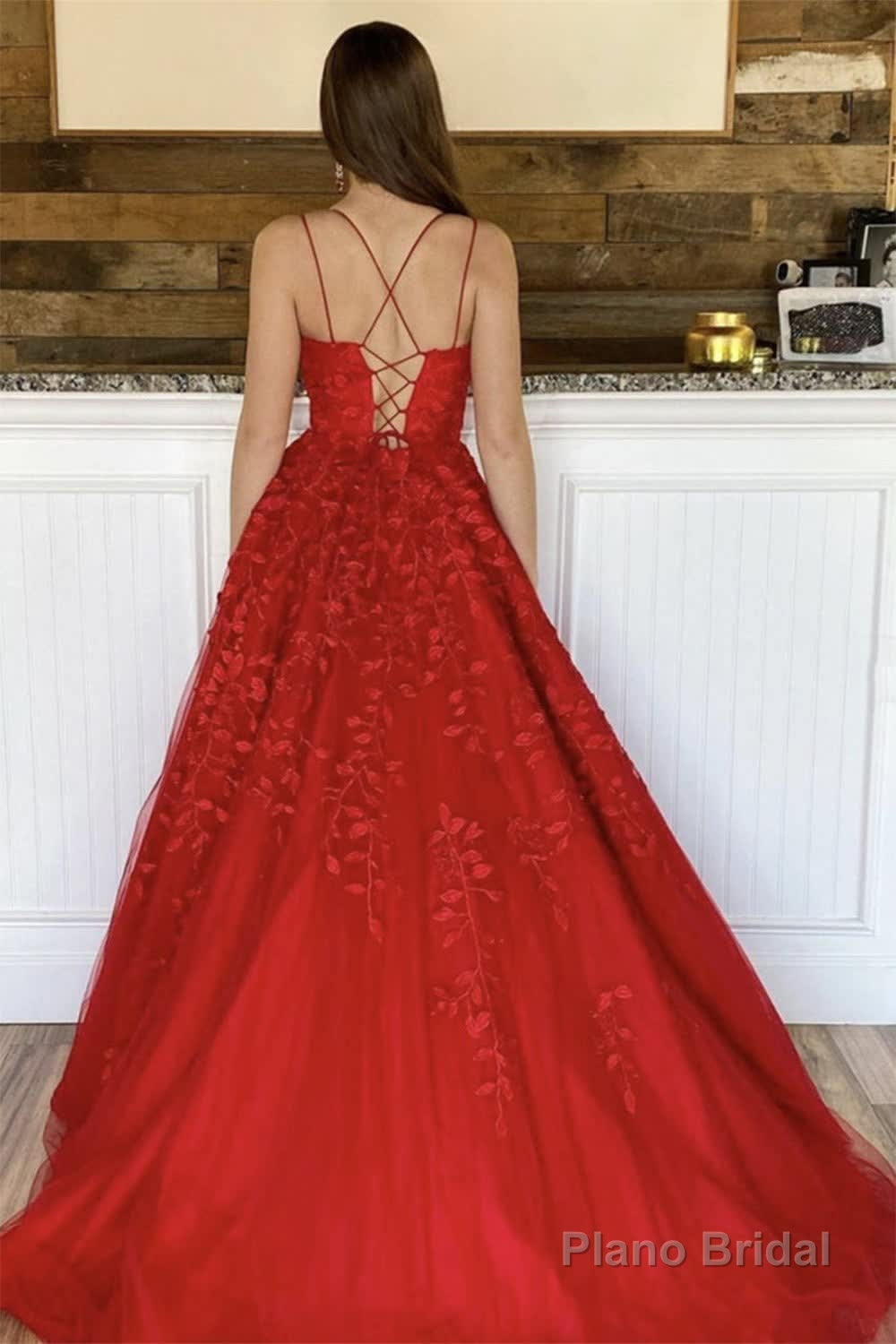 Yellow Tulle Prom Dress with Appliques