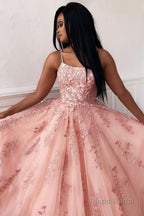 Yellow Tulle Prom Dress with Appliques