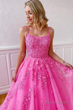 Yellow Tulle Prom Dress with Appliques