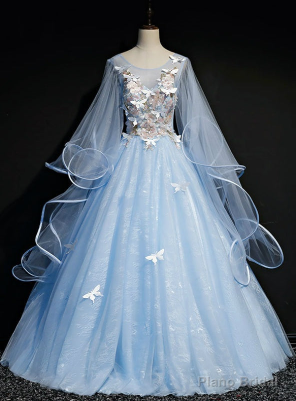 You Are Sure To Find The Perfect Sky Blue Ball Gown Tulle Butterfly Appliques Quinceanera Dress