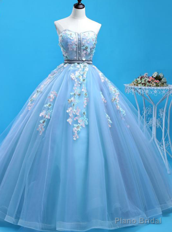 You Can Be The Star Blue Ball Gown Tulle Sweetheart Appliqeus Quinceanera Dress Main image
