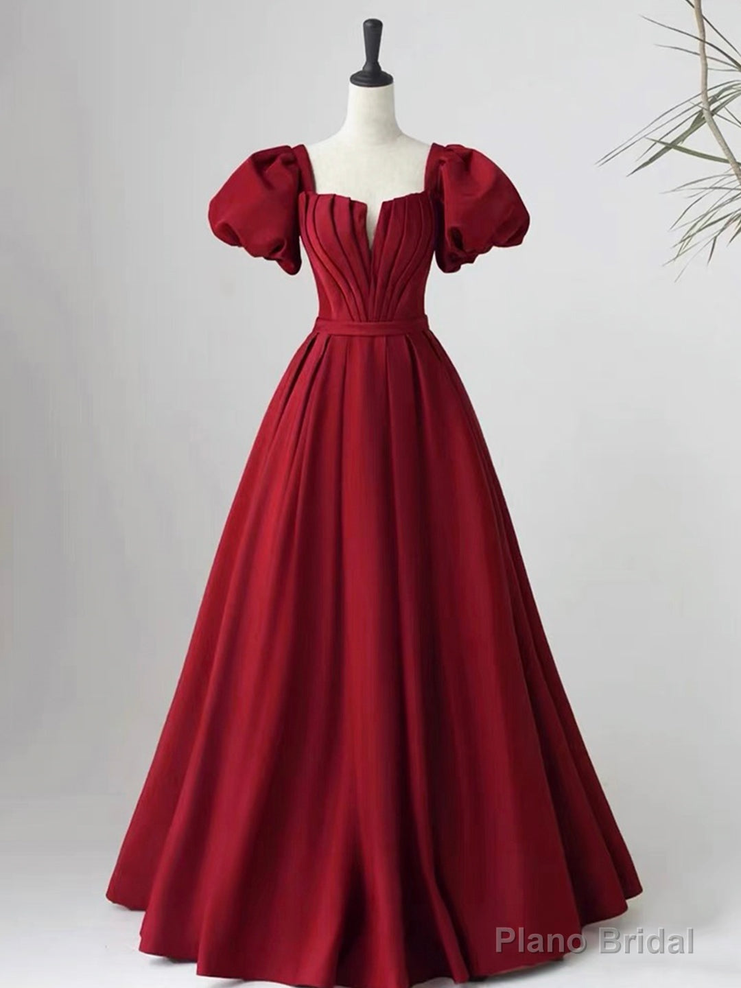 Lovely Satin Floor Length Short Sleeves Party Dress, A-Line Evening Party Dress Main image