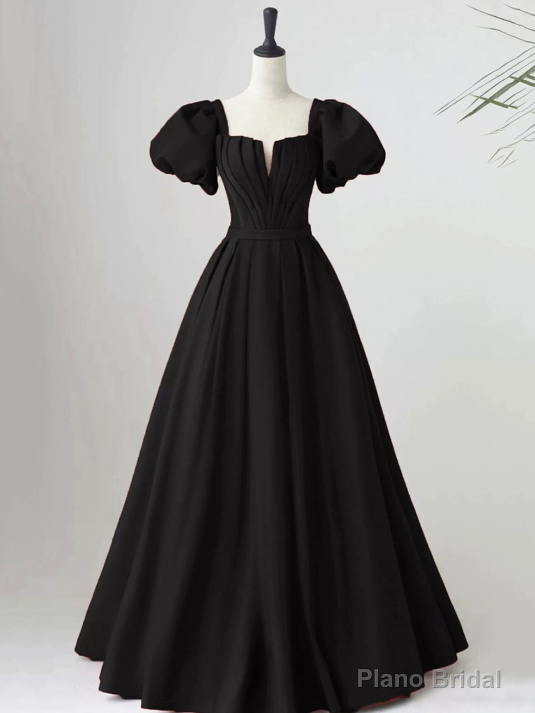 Lovely Satin Floor Length Short Sleeves Party Dress, A-Line Evening Party Dress