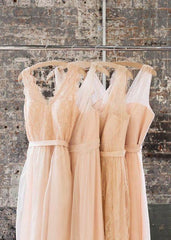 2024 New Arrival Blush Pink Long Tulle Cheap Bridesmaid Dresses