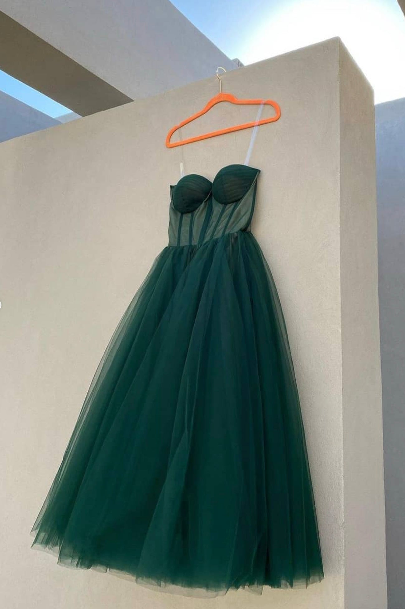 Green Tulle Short Prom Dresses, Lovely Spaghetti Straps Evening Dresses