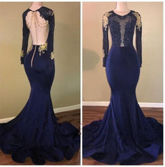 2024 Long Sleeves Backless Prom Dresses