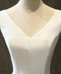 Simple V Neck White Short Prom Dress, White Homecoming Dress