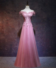 Burgundy Tulle Lace Off Shoulder Long Prom Dress, Burgundy Lace Evening Dress