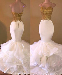 2024 Mermaid Spaghetti Straps Organza Floor-Length Prom Dresses