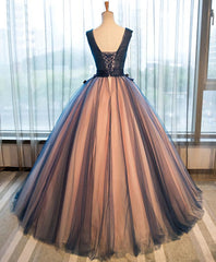 Tulle V Neck Long Prom Gown Tulle Evening Gown