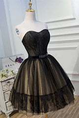 A-Line Black Lace Sweetheart Homecoming Dress