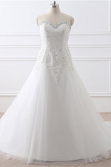 Sweetheart Long White Long Wedding Dress