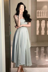 Prom Dresses Ball Gowns, A Line Square Neck Prom Dress, Ankle Length Elegant Evening Gown