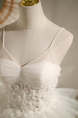 Ivory Spaghetti Straps Sequins Ball Gown Lace Appliques Short/Mini Homecoming Dresses