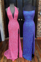 Simply Red Sequin Mermaid Long Prom Dress with Slit