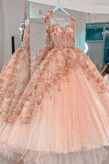 Princess Sweetheart, vestidos de fiesta con flores 3d, vestidos de quinceanera rosa