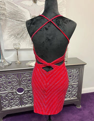 Elegant V-Neck Cross Back Glitter Homecoming Dress