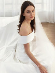 A-line/Princess Off-the Shoulder Sweep Train Wedding Wedding Dresses