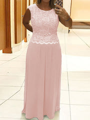 A-Line/Princess Scoop Floor-Length Chiffon Mother of the Bride Dresses With Lace