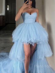 A-Line/Princess Sweetheart Sweep Train Tulle Prom Dresses
