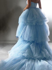 A-Line/Princess Sweetheart Sweep Train Tulle Brom Vestres