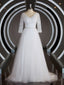 A-Line/Princess Sweetheart Sweep Train Tulle Wedding Dresses with Ruffles