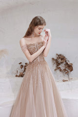 A-Line Strapless Starlight Princess Prom Dresses