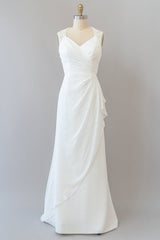 Awesome Long Sheath Lace Chiffon Backless Wedding Dress