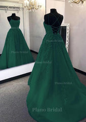 Ball Gown Scoop Neck Long Floor Length Tulle Prom Dress