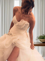 Vestido de vestidos de vestidos de novia Vestidos de boda de color organza con hendidura de piernas