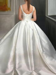 Ball Gown Sweetheart Sweep Train Satin Wedding Dresses