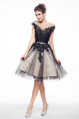 Black and White Lace Short Homecoming Dresses