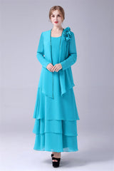 Blue Marffon Mother of the Bride Robes avec veste