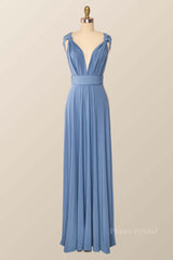 Blue Convertible Long Party Dress