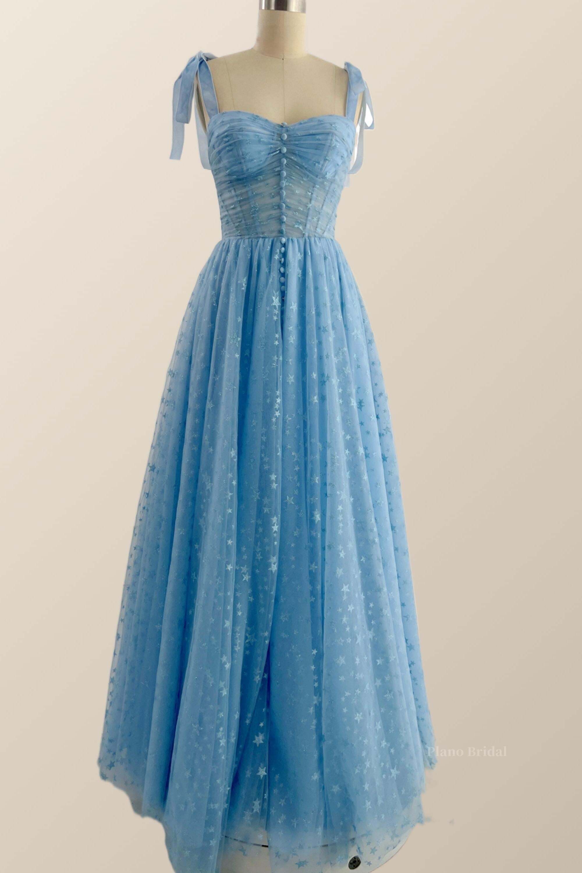 Blue Corset Tulle A-line Princess Gown