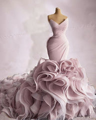 Organza Mermaid Wedding Dress, Prom Evening Gown