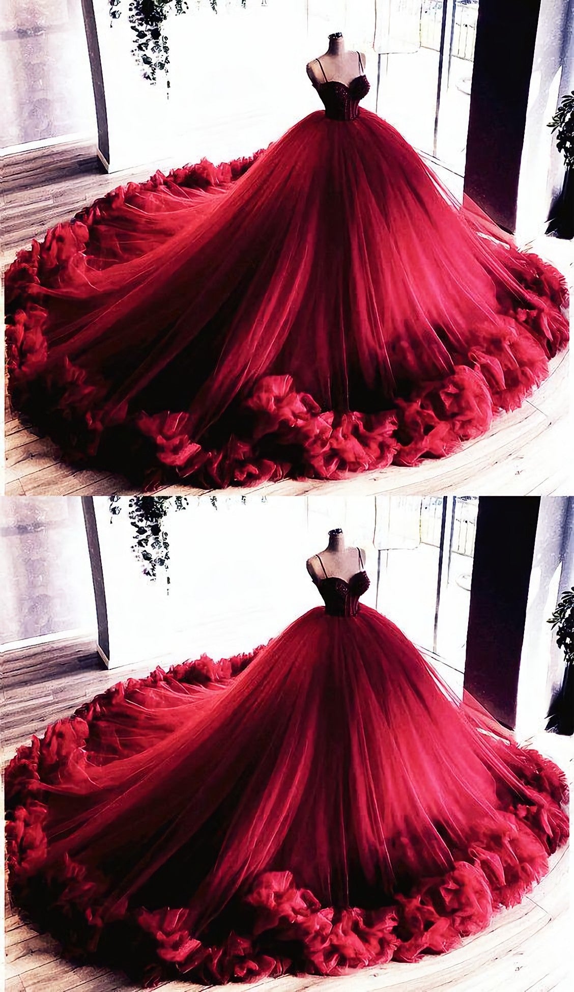 Burgundy Quinceanera Dresses, Ball Gown Prom Dress